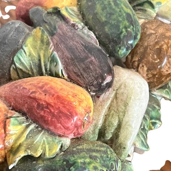 Vintage Large Italian Majolica Vegetable Topiary Centerpiece Ring 8 Piece Set - Picture 12 of 16